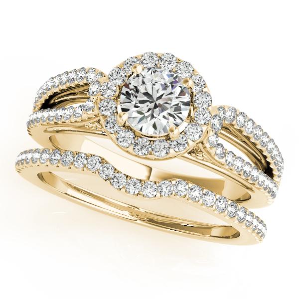 Certified 1.05 Ctw SI2/I1 Diamond 14K Yellow Gold Bridal Set Engagement Halo Ring