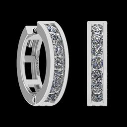 0.46 Ctw i2/i3 Diamond 14K White Gold Hoop Earrings