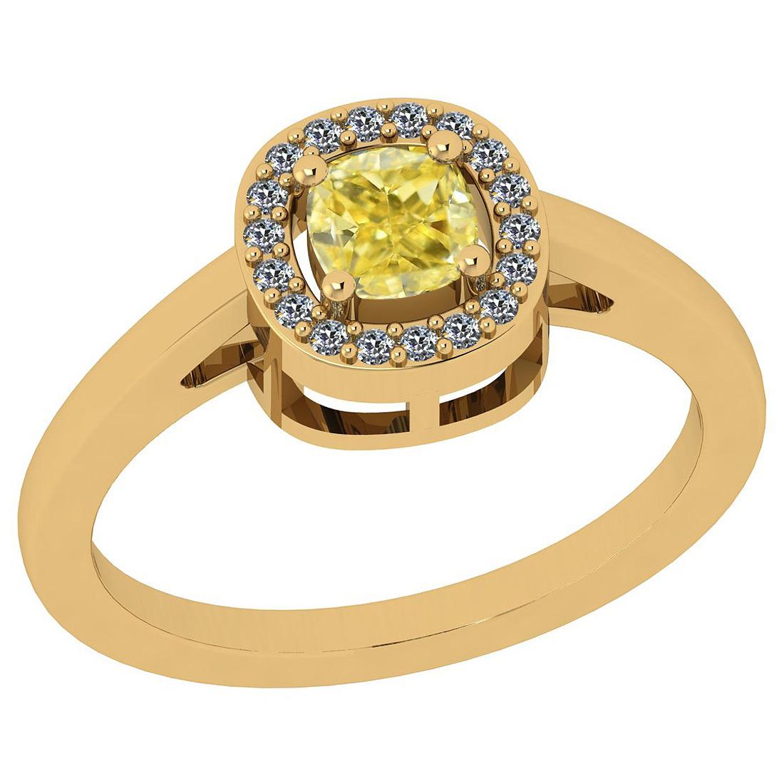 Certified 0.63 Ct GIA Certified Natural Fancy Yellow Diamond And White Diamond 18K Yellow Gold Vinta