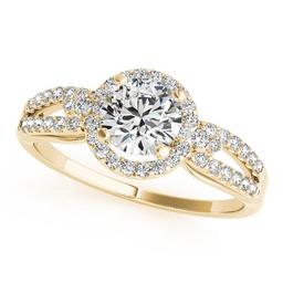 CERTIFIED 18K YELLOW GOLD 1.00 CTW J-K/VS-SI1 DIAMOND HALO ENGAGEMENT RING