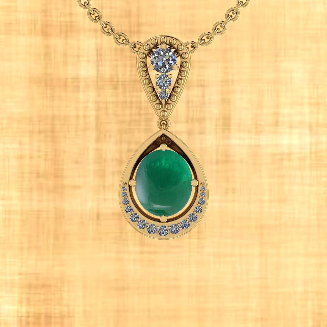 Certified 9.78 Ctw Emerald And Diamond I1/I2 14K Yellow Gold Victorian Style Pendant Necklace