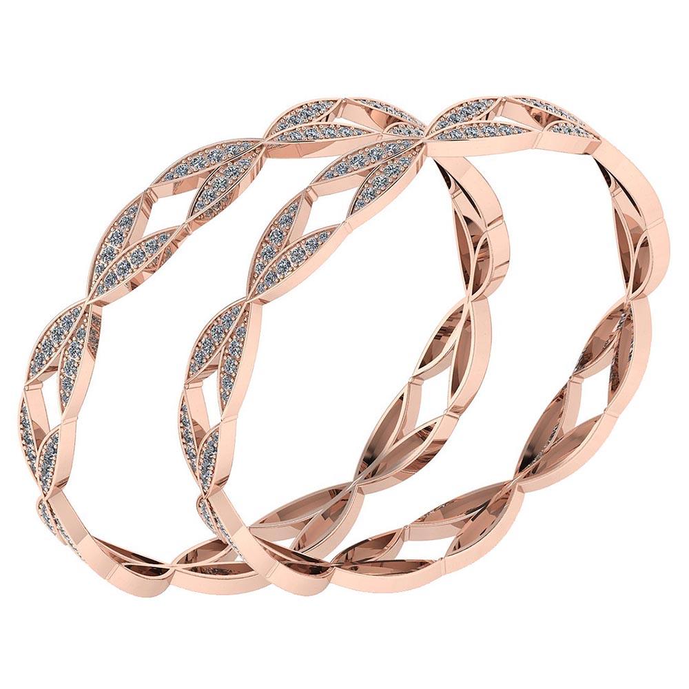 Certified 6.52 Ctw Diamond VS/SI1 Bangles 14K Rose Gold Made In USA