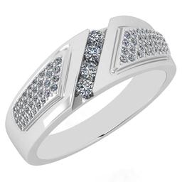 0.68 Ctw SI2/I1 Diamond 14K White Gold Men's Band Ring