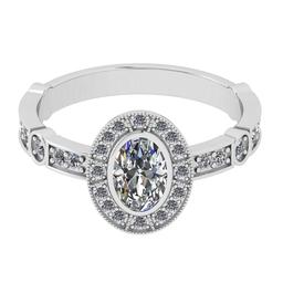 1.00 Ctw SI2/I1 Diamond 14K White Gold Engagement Halo Ring