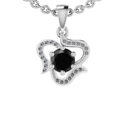 0.92 Ctw i2/i3 Treated Fancy Black And White Dimaond 14K White Gold Pendant