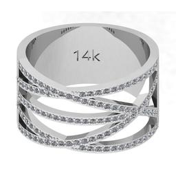 0.84 Ctw Si2/i1 Diamond 14K White Gold Men's Band Ring