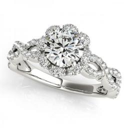 CERTIFIED PLATINUM 1.00 CTW J-K/VS-SI1 DIAMOND HALO ENGAGEMENT RING