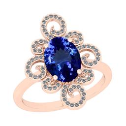 6.24 Ctw VS/SI1 Tanzanite And Diamond 18K Rose Gold Filigree Ring