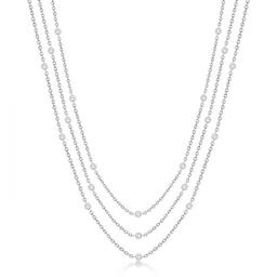 Three-Strand Diamond Station Necklace in 14k White Gold (3.01ct)