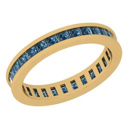 1.50 Ctw i2/i3 Treated Fancy Blue Diamond 14K Yellow Gold Eternity Band Ring