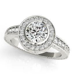 Certified 0.90 Ctw SI2/I1 Diamond 14K White Gold Bridal Engagement Ring