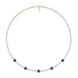 1.25 Ctw i2/i3 Treated Fancy Blue Diamond 14K Rose Gold Yard Necklace