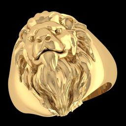Lion Head Ring 14K Yellow Gold