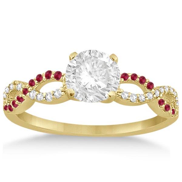 Infinity Diamond and Ruby Gemstone Engagement Ring 14K Yellow Gold 1.21ctw