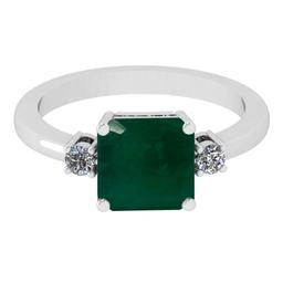 1.85 Ctw VS/SI1 Emerald And Diamond 18K White Gold three pec Ring