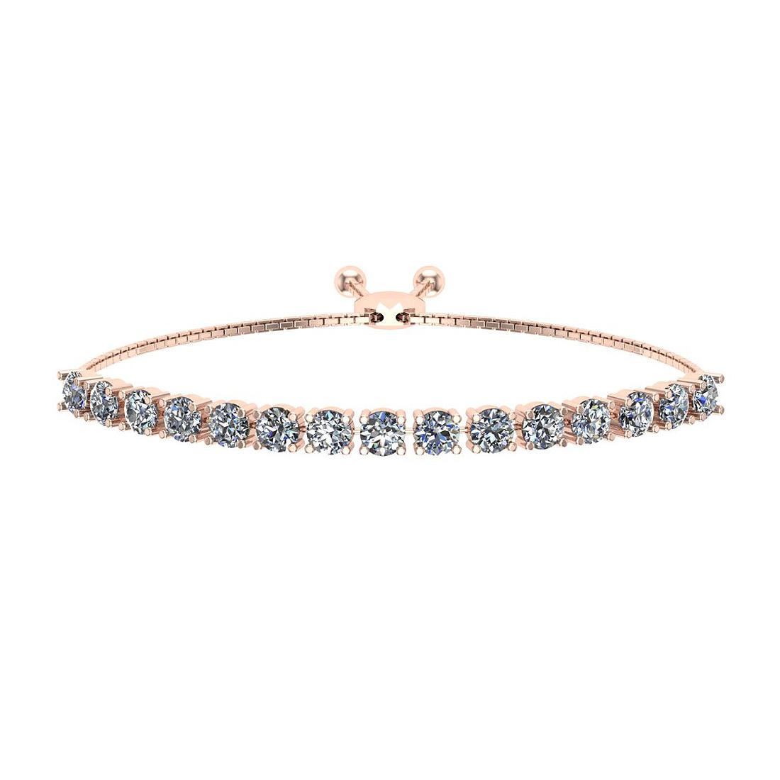 0.67 Ctw SI2/I1 Diamond Prong Set 14K Rose Gold Slide Bracelet