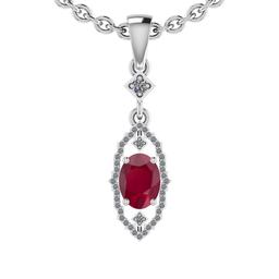 2.17 Ctw SI2/I1 Ruby And Diamond 14K White Gold Vintage Style Pendant