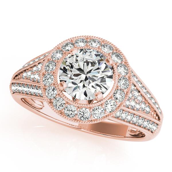 CERTIFIED 18K ROSE GOLD 1.09 CTW J-K/VS-SI1 DIAMOND HALO ENGAGEMENT RING