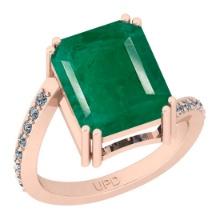 5.12 Ctw SI2/I1 Emerald And Diamond 14K Rose Gold Ring