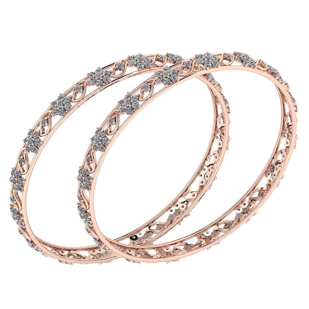 Certified 7.68 Ctw Diamond VS/SI1 Bangles 14K Rose Gold Made In USA