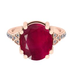 6.25 CtwSI2/I1 Ruby And Diamond 14K Rose Gold Vintage Style Ring