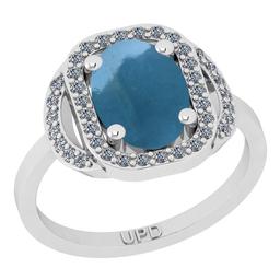 3.36 Ctw I2/I3 Aquamarine And Diamond 14K White Gold Engagement Ring