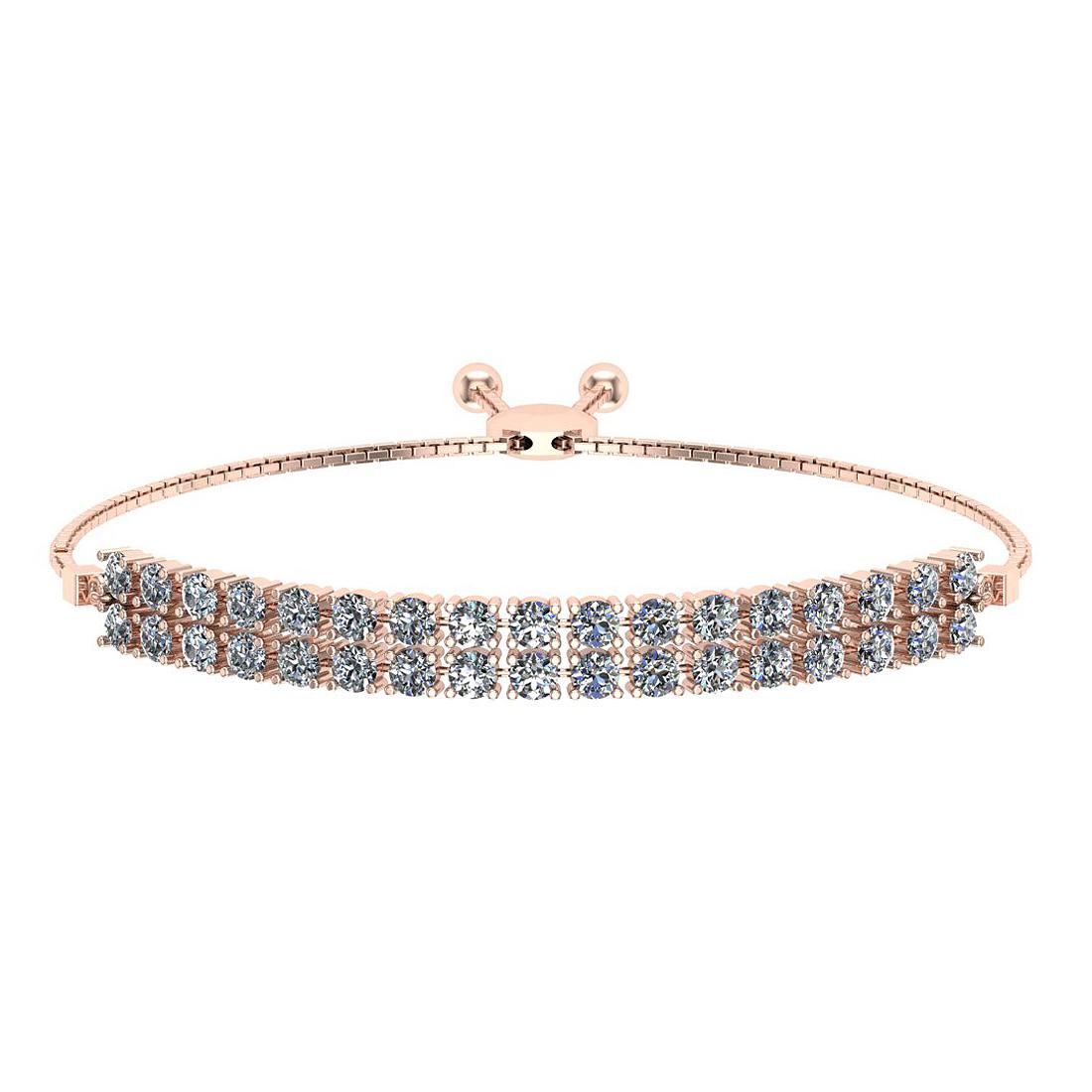 0.54 Ctw SI2/I1 Diamond Prong Set 14K Rose Gold Slide Bracelet