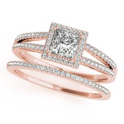 Certified 0.85 Ctw SI2/I1 Diamond 14K Rose Gold Bridal Wedding Halo Ring