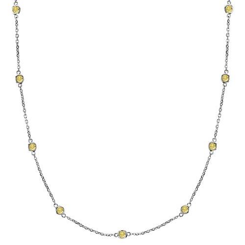 Fancy Yellow Canary Station Necklace 14k White Gold (1.50ct)