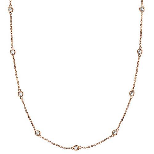 Station Bezel-Set Necklace in 14k Rose Gold (0.33 ctw)