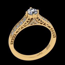 0.76 Ctw VS/SI1 Diamond 14K Yellow Gold Engagement Filigree Ring