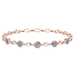 0.85 Ctw SI2/I1 Diamond Ladies Fashion 18K Rose Gold Tennis Bracelet