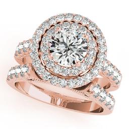 Certified 1.90 Ctw SI2/I1 Diamond 14K Rose Gold Engagement Halo Set Ring