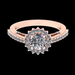 1.15 Ctw VS/SI1 Diamond 14K Rose Gold Engagement Halo Ring