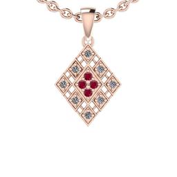 0.25 Ctw SI2/I1 Ruby And Diamond 14K Rose Gold Pendant