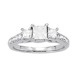 Certified 0.59 Ctw SI2/I1 Diamond 14K White Gold three Stone Ring