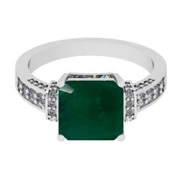 2.55 Ctw VS/SI1 Emerald And Diamond 18K White Gold Engagement Ring