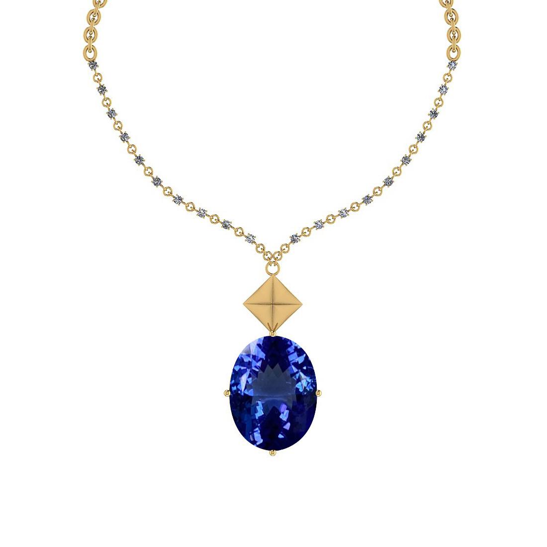 Certified 5.21 Ctw VS/SI1 Tanzanite And Diamond 14k Yellow Gold Necklace Necklace