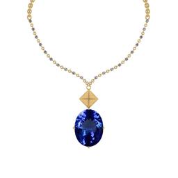 Certified 5.21 Ctw VS/SI1 Tanzanite And Diamond 14k Yellow Gold Necklace Necklace