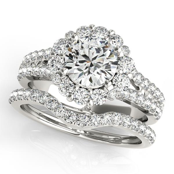 Certified 1.60 Ctw SI2/I1 Diamond 14K White Gold Vintage Style Engagement Set Ring