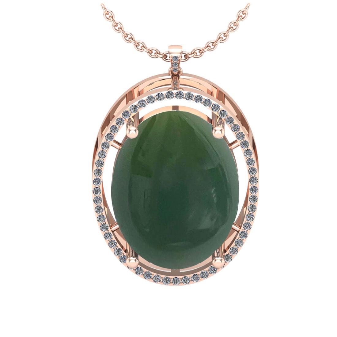 37.85 Ctw SI2/I1 Green Aquamarine And Diamond 14K Rose Gold Vintage Style Pendant