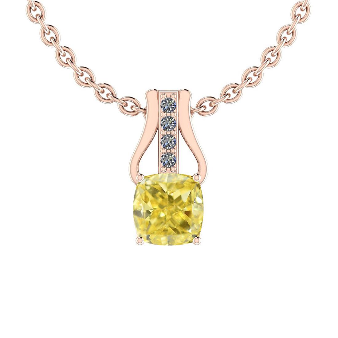 Certified 0.56 Ct GIA Certified Natural Fancy Yellow Diamond and White Diamond 14K Rose Gold Pendant