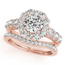 Certified 1.80 Ctw SI2/I1 Diamond 14K Rose Gold Vintage Style Wedding Set Ring