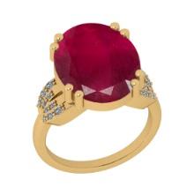 8.43 CtwSI2/I1 Ruby And Diamond 14K Yellow Gold Cocktail Ring