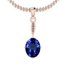 Certified 4.84 Ctw VS/SI1 Tanzanite And Diamond 14k Rose Gold Victorian Style Necklace