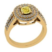 Certified 1.11 Ct GIA Certified Natural Fancy Yellow Diamond And White Diamond 18K Yellow Gold Engag
