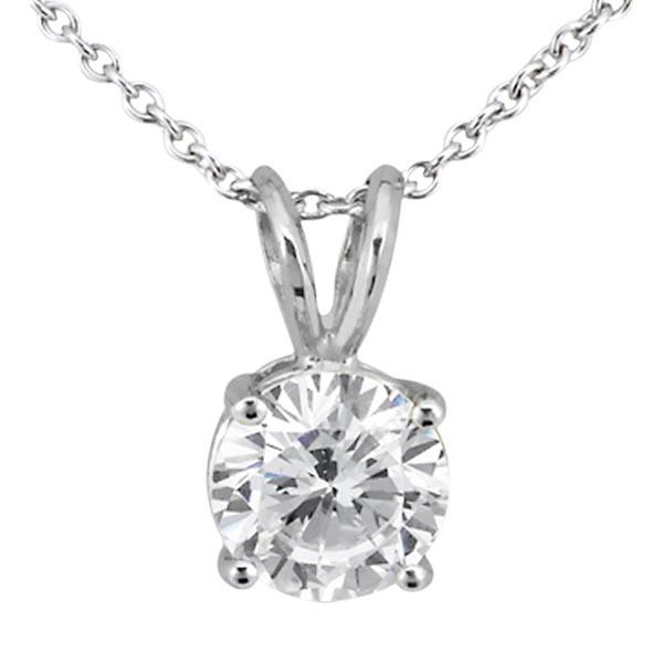 0.50ct. Round Diamond Solitaire Pendant in 14K White Gold (J-K, I1-I2)