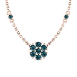 1.08 Ctw i2/i3 Treated Fancy Blue Diamond 14K Rose Gold Necklace