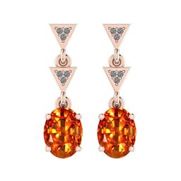 Certified 3.04 Ctw SI2/I1 Orange Sapphire And Diamond 14K Rose Gold Vintage Style Earrings