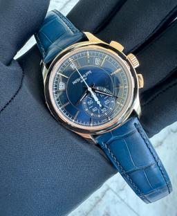 BRAND NEW BLUE PATEK PHILIPPE CHRONOGRAGH ANNUAL CALENDER COMES WITH BOX AND PAPERS